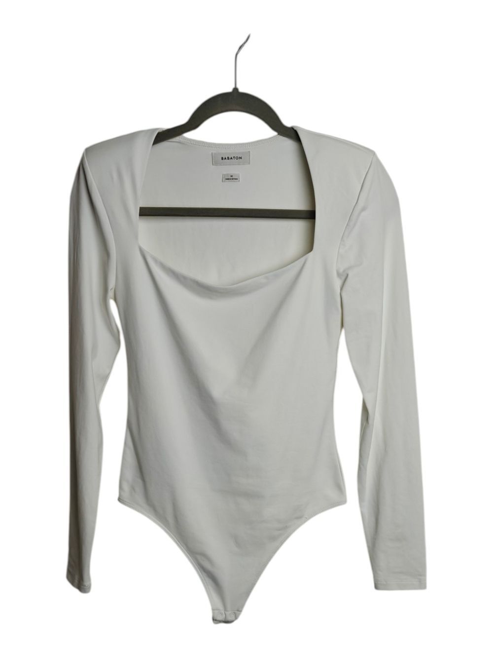 Babaton Off-White Square-Neck Long-Sleeve Bodysuit